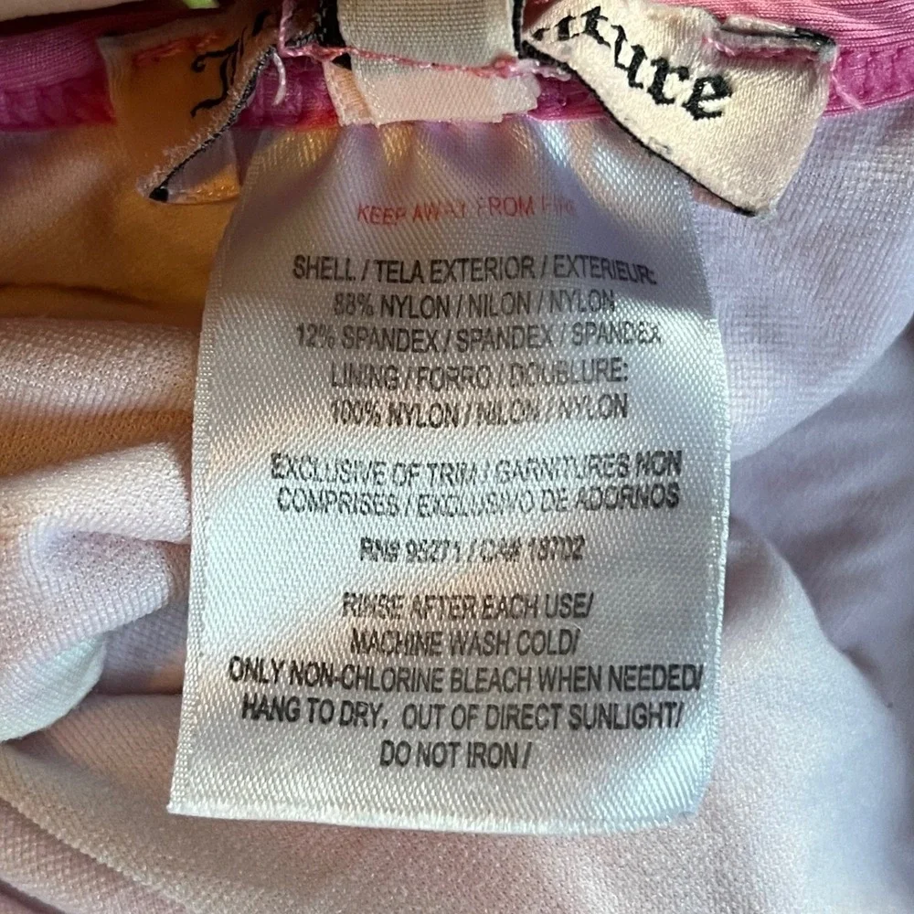 Juicy Couture Baby Girls Pink Neon Green Ruffle One Piece Swimsuit 18/24M Logo